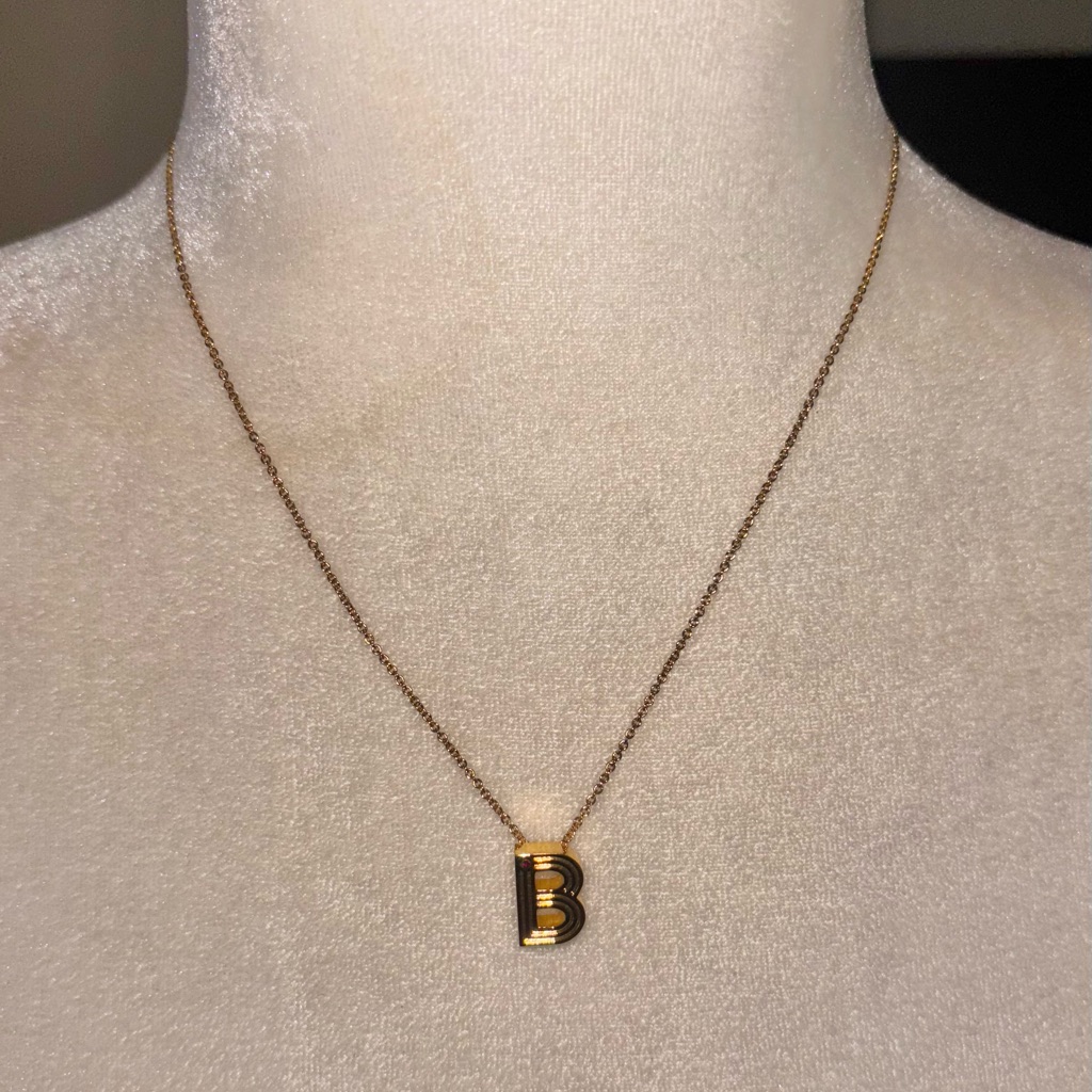 Nwt Maje Gold Initial Pendant Necklace B Casual Minimalist Classic 17-19 50$
